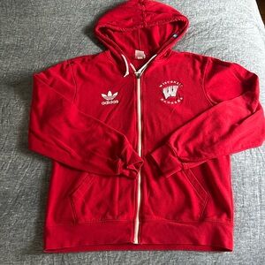 Vintage Adidas UW Wisconsin Badgers zip hoodie.